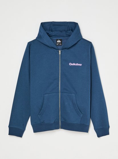 Quiksilver Graphic Boys Zip Hoodie in Dark Denim