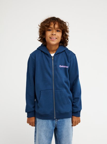 Quiksilver Graphic Boys Zip Hoodie in Dark Denim
