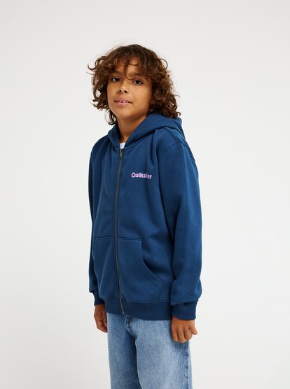 Quiksilver Graphic Boys Zip Hoodie in Dark Denim