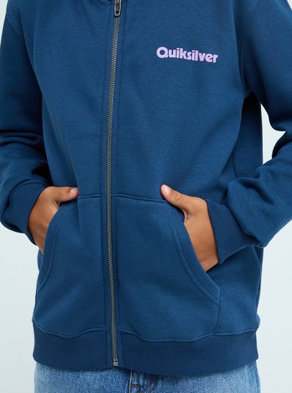 Quiksilver Graphic Boys Zip Hoodie in Dark Denim