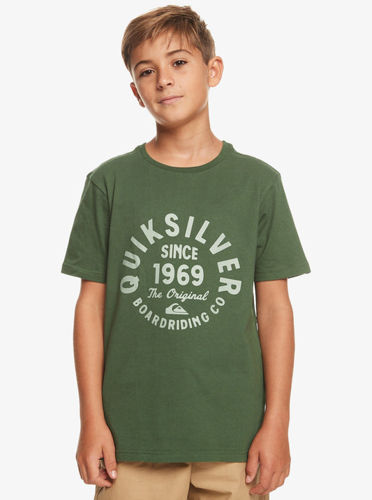 Quiksilver Circled Script Boys T-Shirt in Greener Pastures
