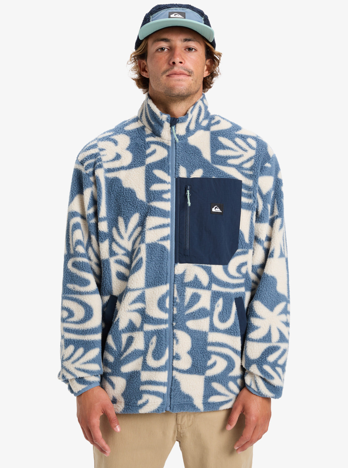 Quiksilver Clean Coast Full Zip Fleece in China Blue