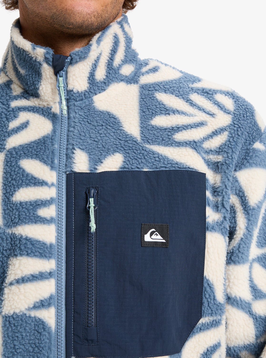 Quiksilver Clean Coast Full Zip Fleece in China Blue