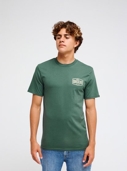 Quiksilver Ev Surf Garage Men Green Short Sleeve T-Shirt