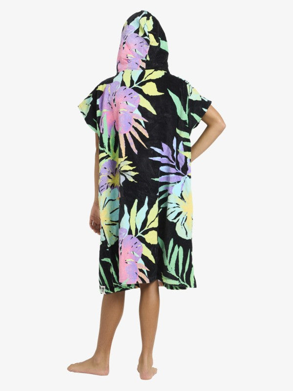 Roxy Stay Magical Girls Printed Poncho Towel in Anthracite Aquarella Active