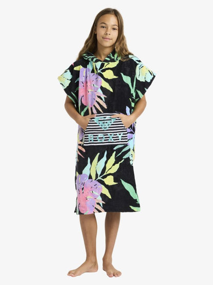 Roxy Stay Magical Girls Printed Poncho Towel in Anthracite Aquarella Active