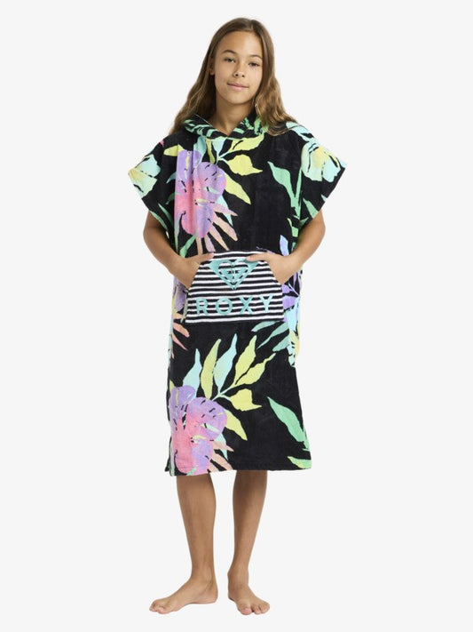 Roxy Stay Magical Girls Printed Poncho Towel in Anthracite Aquarella Active