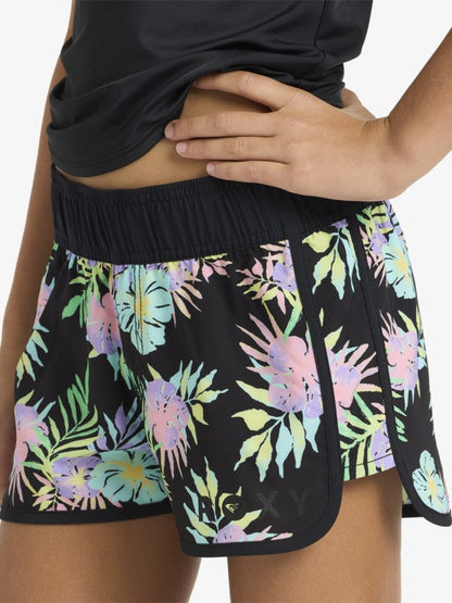 Roxy Good Waves Only Gilrs Boardshorts in Anthracite Aquarella Active