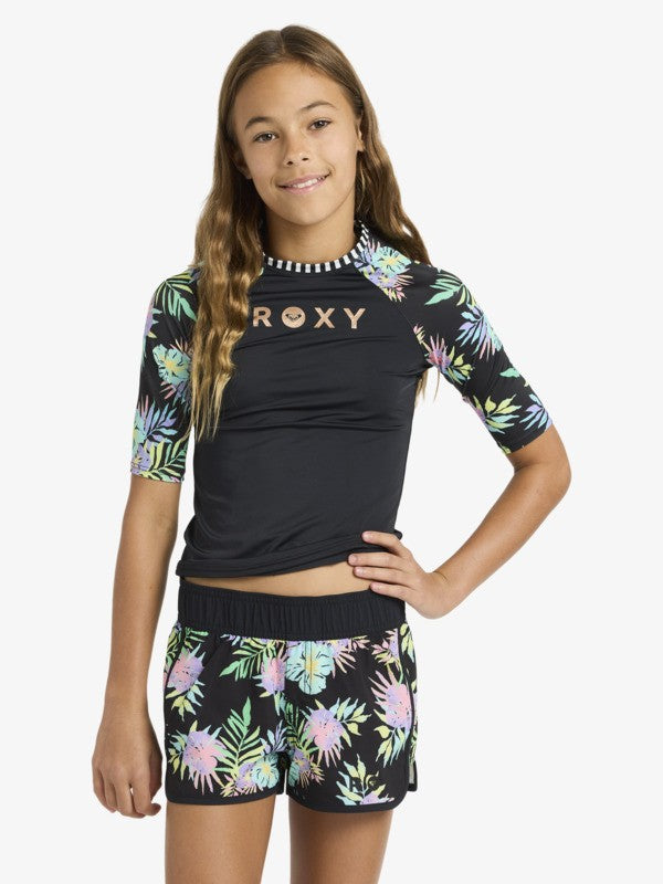 Roxy Good Waves Only Gilrs Boardshorts in Anthracite Aquarella Active