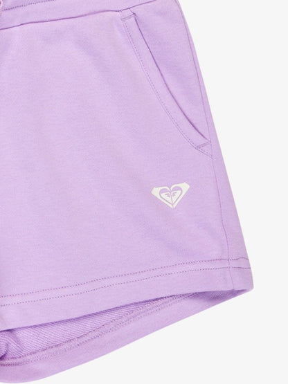 Roxy Surf Feeling Girls Terry Sweat Shorts in Crocus Petal