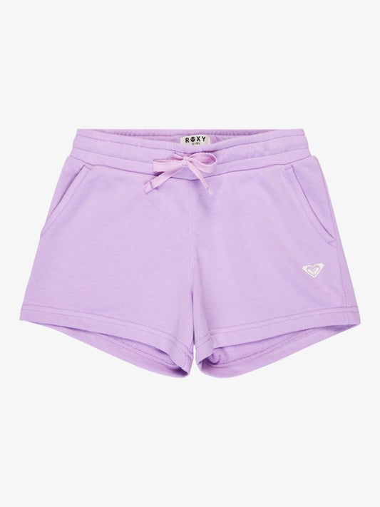 Roxy Surf Feeling Girls Terry Sweat Shorts in Crocus Petal