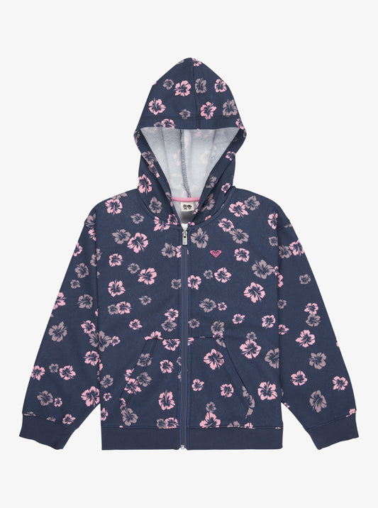 Roxy Twenty Fives Miles Girls Zip Hoodie in Vintage Indigo