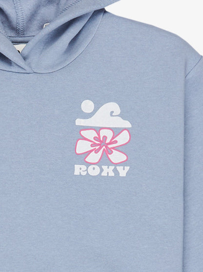 Roxy Surf Feelin Brushed Girls Hoodie in Blue Blizzard