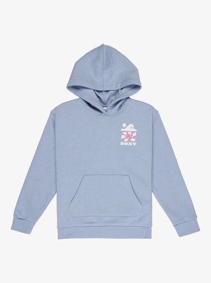 Roxy Surf Feelin Brushed Girls Hoodie in Blue Blizzard