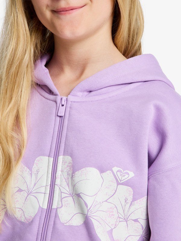 Roxy Midnight Hike Girls Brushed Zip Through in Crocus Petal