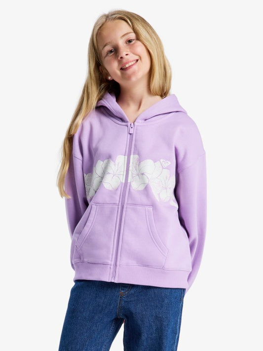 Roxy Midnight Hike Girls Brushed Zip Through in Crocus Petal