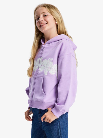 Roxy Midnight Hike Girls Brushed Zip Through in Crocus Petal