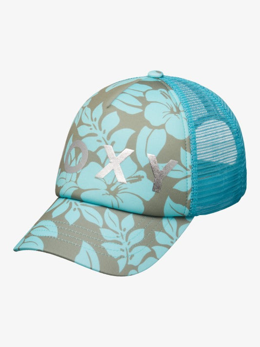 Roxy Honey Coconut Girls Trucker Cap in Oil Green