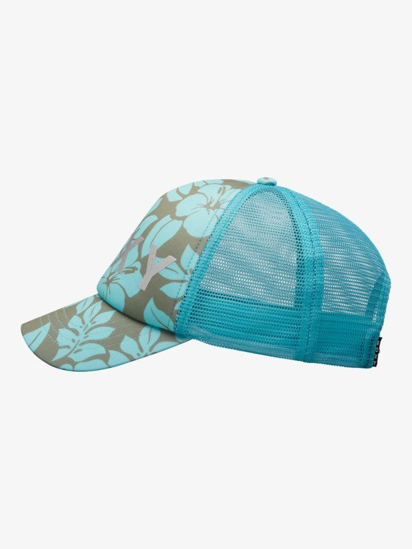 Roxy Honey Coconut Girls Trucker Cap in Oil Green