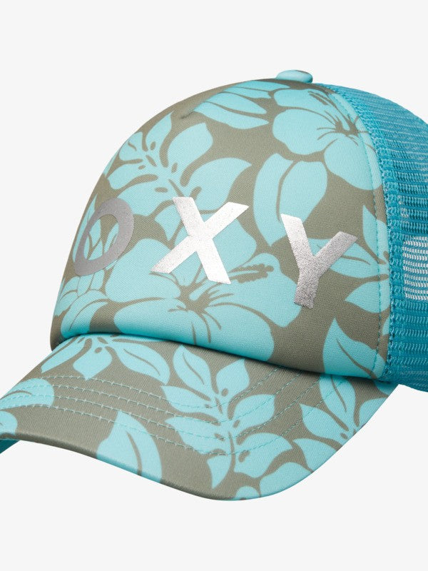 Roxy Honey Coconut Girls Trucker Cap in Oil Green