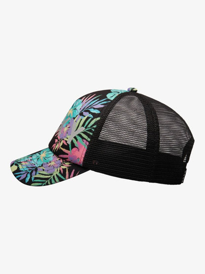 Roxy Honey Coconut Girls Trucker Cap in Anthracite Aquarella