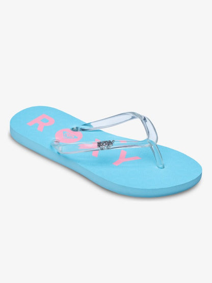 Roxy Viva Jelly Girls Flip Flops in Aqua Splah