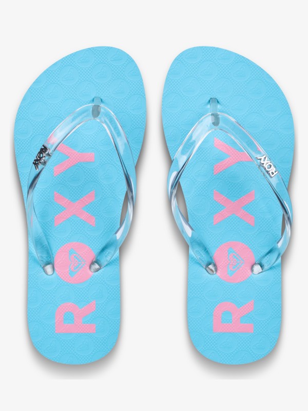 Roxy Viva Jelly Girls Flip Flops in Aqua Splah