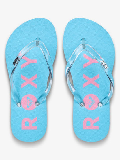 Roxy Viva Jelly Girls Flip Flops in Aqua Splah