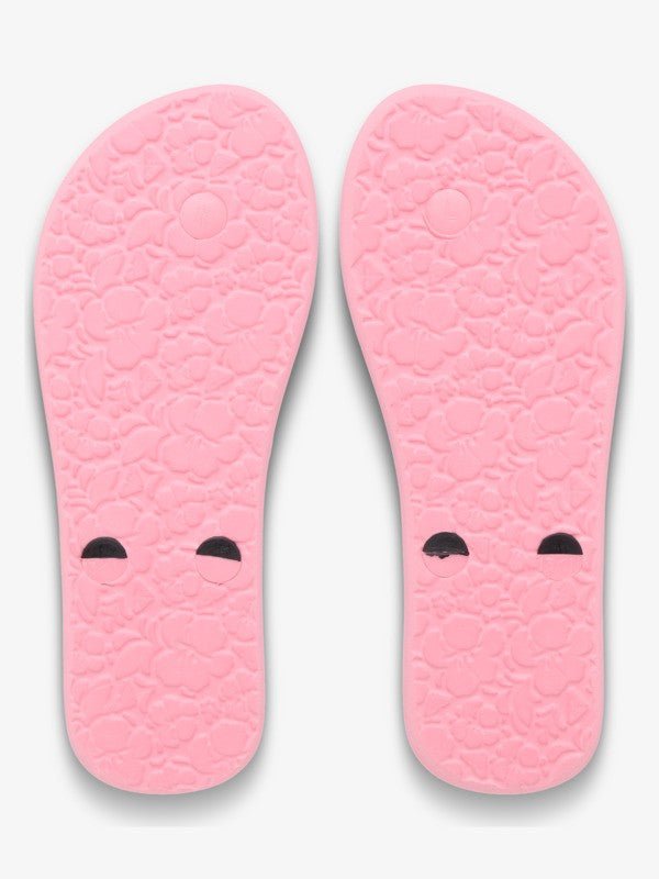 Roxy Tahiti Girls Flip Flops in Black Multi
