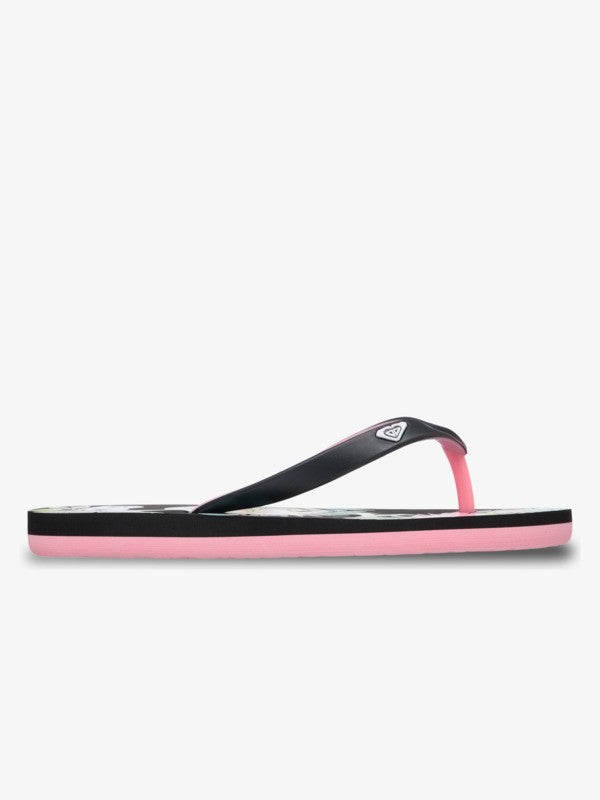 Roxy Tahiti Girls Flip Flops in Black Multi