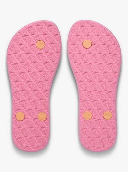 Roxy Viva Stamp Girls Flip Flops in Oak/Gold