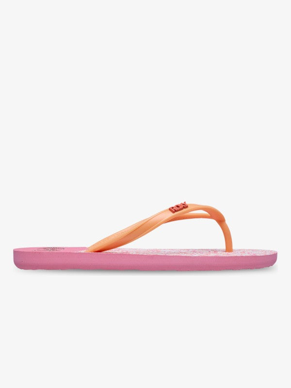Roxy Viva Stamp Girls Flip Flops in Oak/Gold