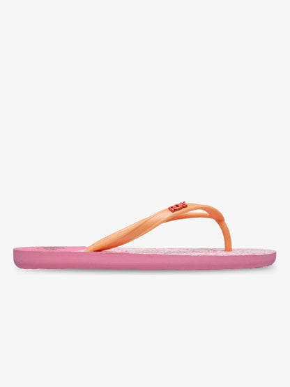 Roxy Viva Stamp Girls Flip Flops in Oak/Gold