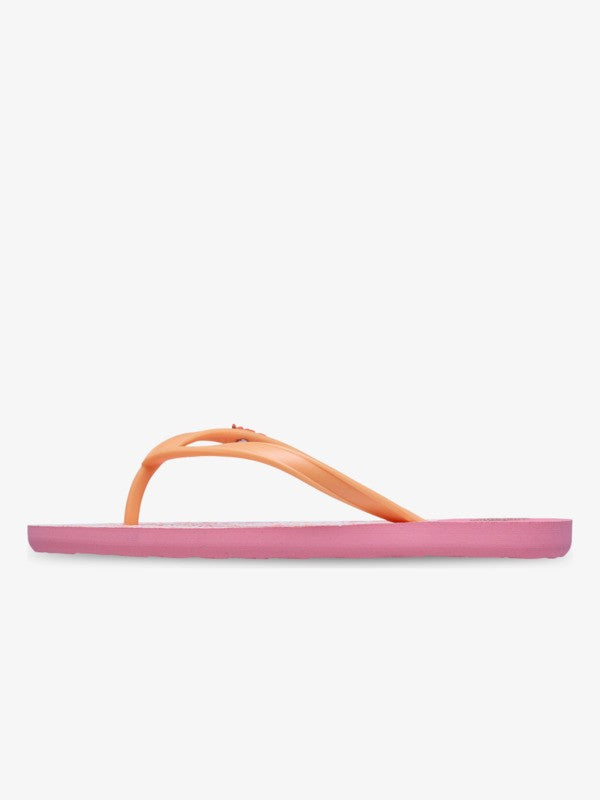 Roxy Viva Stamp Girls Flip Flops in Oak/Gold