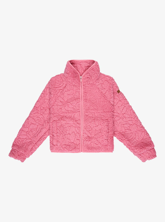 Roxy Blurry Cloud Girls Full Zip Fleece in Pink Cosmos
