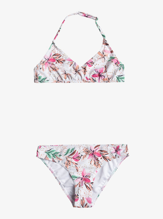 Roxy Happy Tropical - Triangle Two-Piece Bikini Set in White
