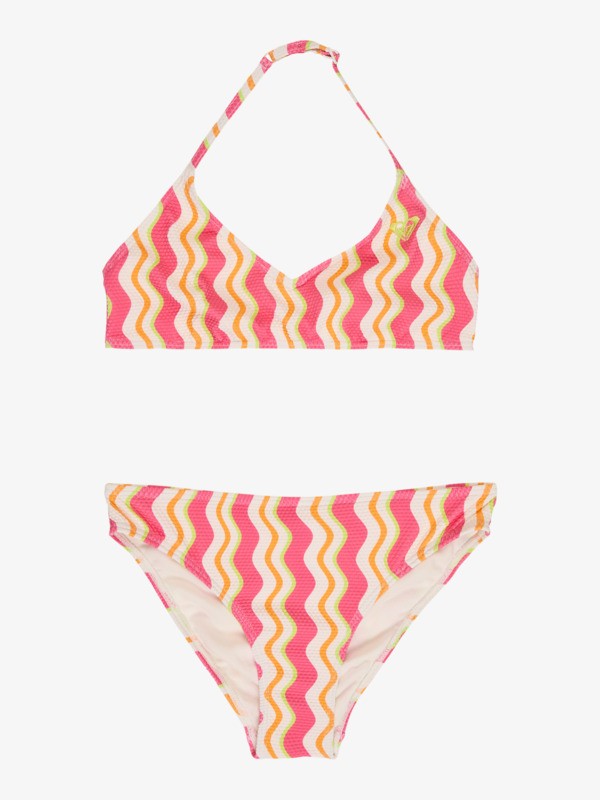 Roxy Bold Waves Girls Bralette Bikini in Papaya Bold Waves