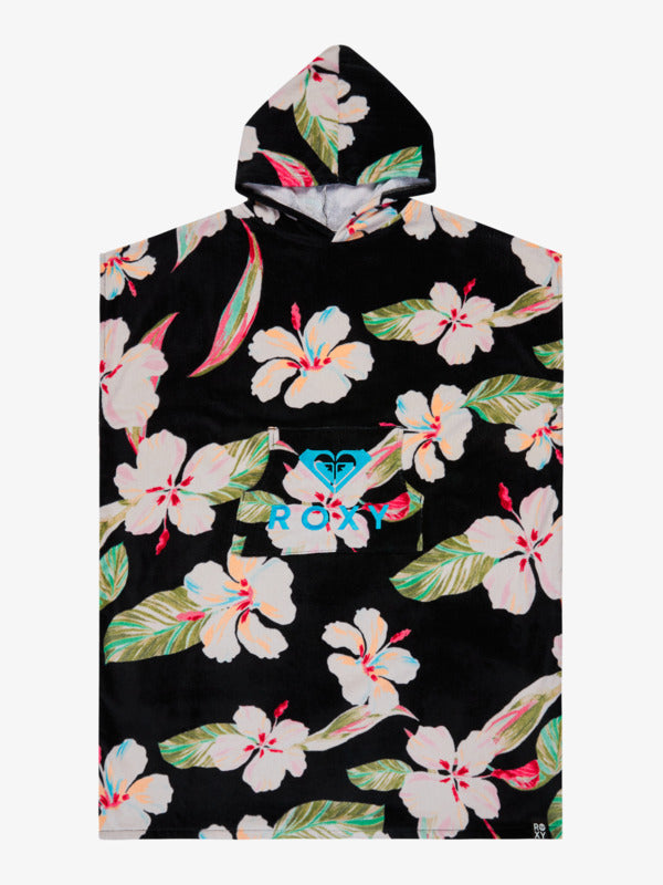 Roxy Stay Magical Printed Poncho Towel in Anthracite Spring Charming