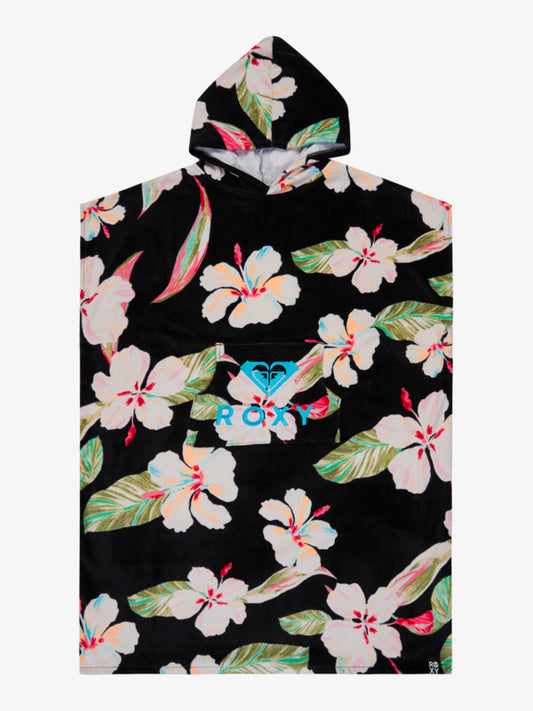 Roxy Stay Magical Printed Poncho Towel in Anthracite Spring Charming