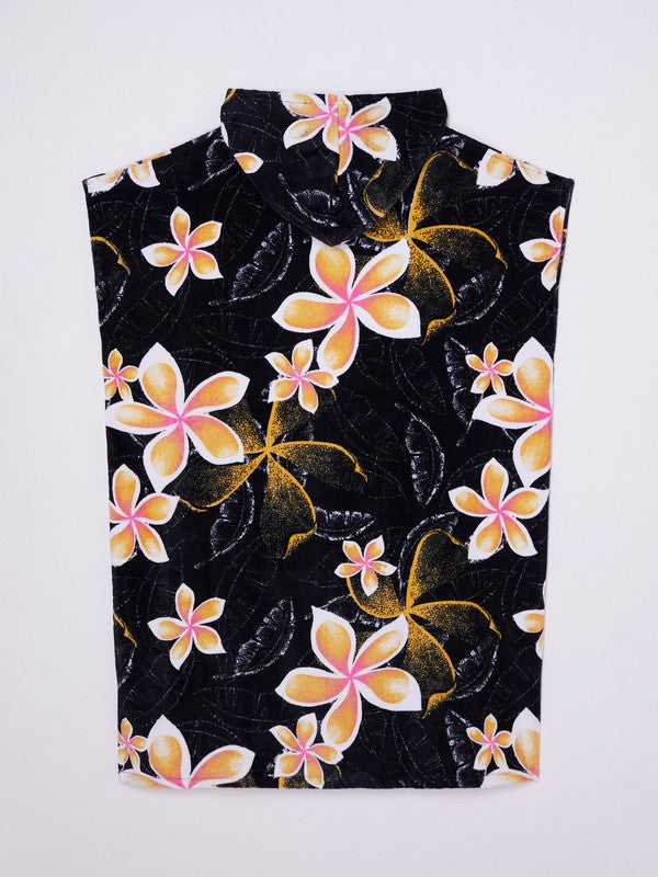 Roxy Stay Magical Printed Poncho Towel in Anthricite Hibiscus