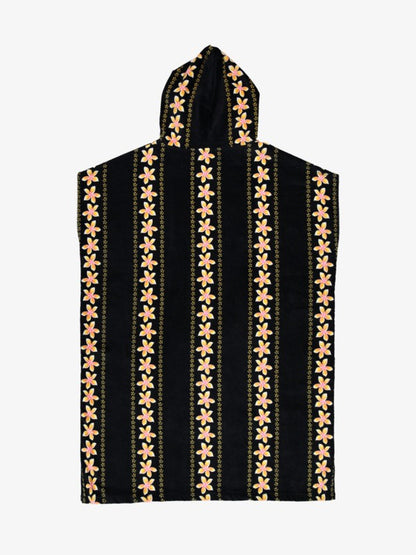 Roxy Stay Magical Printed Poncho Towel in Anthricite Hibiscus