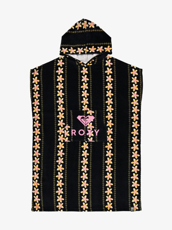 Roxy Stay Magical Printed Poncho Towel in Anthricite Hibiscus