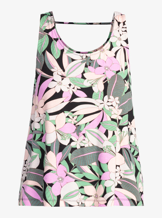 Quiksilver Flowing Printed Vest Top in Anthracite Palm Song
