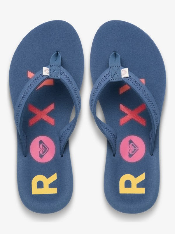 Roxy Vista Flip Flops in Blue Indigo