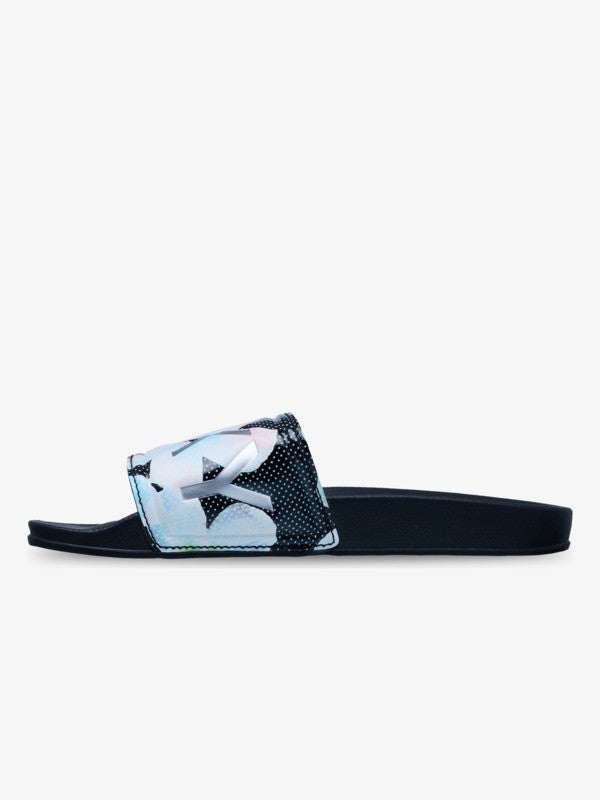 Roxy Slippy Sliders in Black Multi