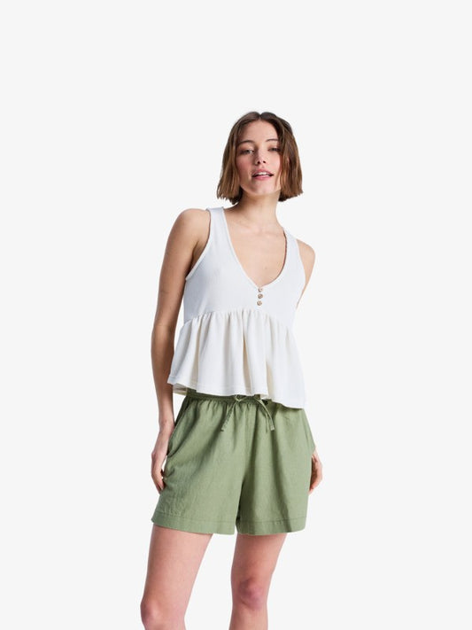 Roxy Lekeitio Break Elasticated Waist Beach Shorts in Oil Green