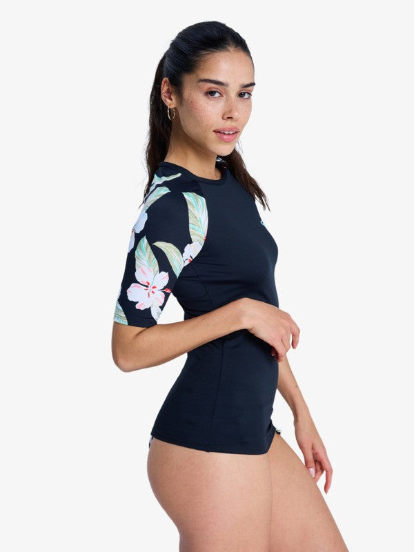 Roxy The Classic Lycra Rash Vest in Anthracite Spring Charming