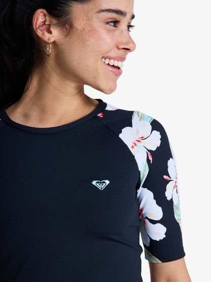Roxy The Classic Lycra Rash Vest in Anthracite Spring Charming