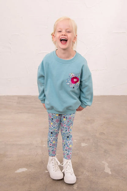 Lighthouse Flora Sweatshirt in Teal