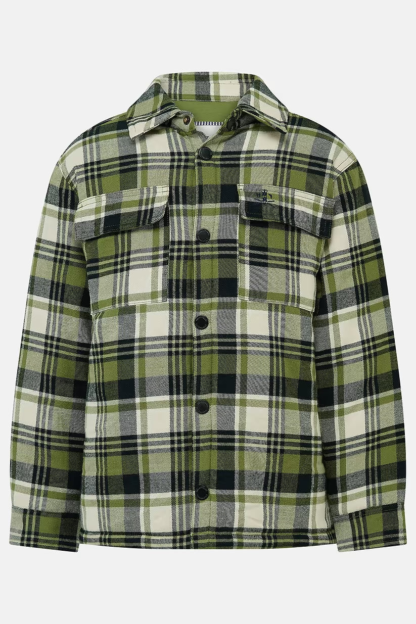 Lighthouse Hugo Overshirt in Soft Lime Cream Check